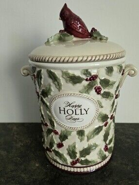 Grasslands Road Happy Holly Days Cookie Jar